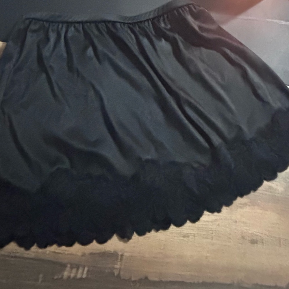 Auden Black Lace-Trim Slip Skirt